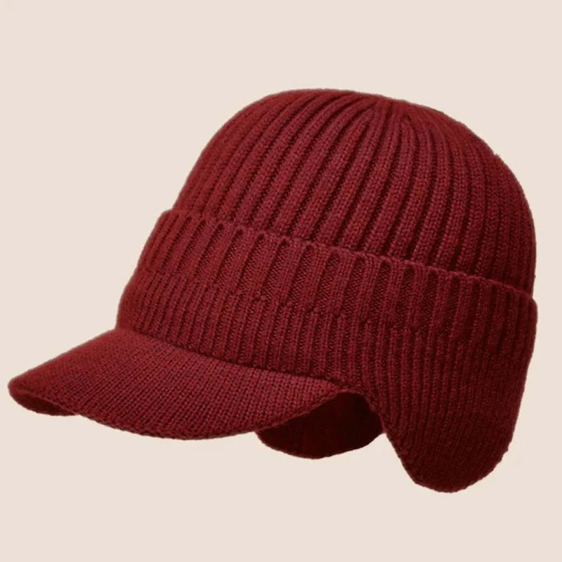 Ideales Geschenk - Elastische warme Strickmütze mit Ohrenschutz für das Reiten im Freien