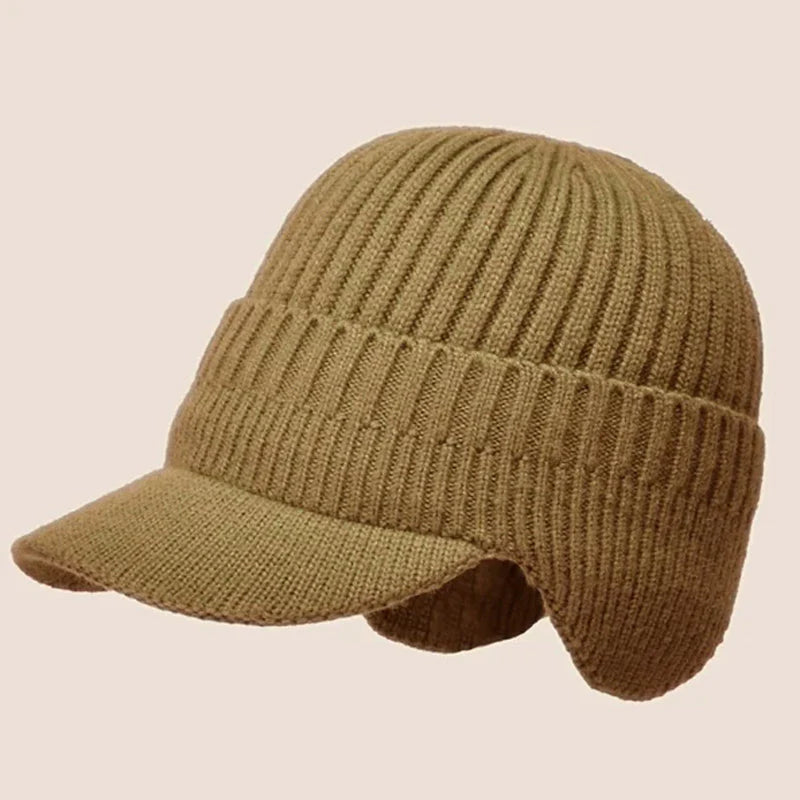 Ideales Geschenk - Elastische warme Strickmütze mit Ohrenschutz für das Reiten im Freien