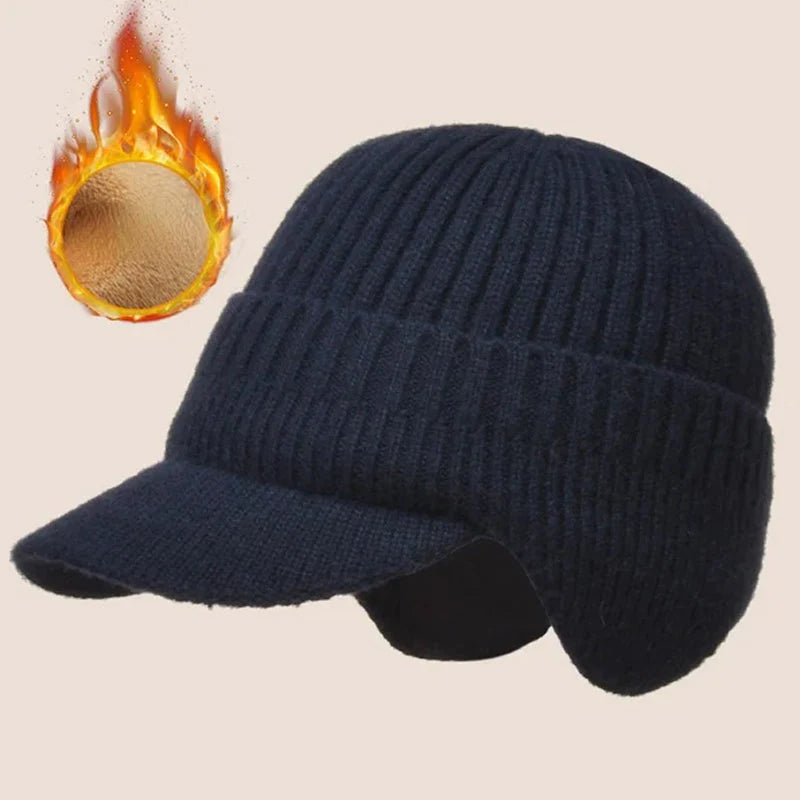 Ideales Geschenk - Elastische warme Strickmütze mit Ohrenschutz für das Reiten im Freien