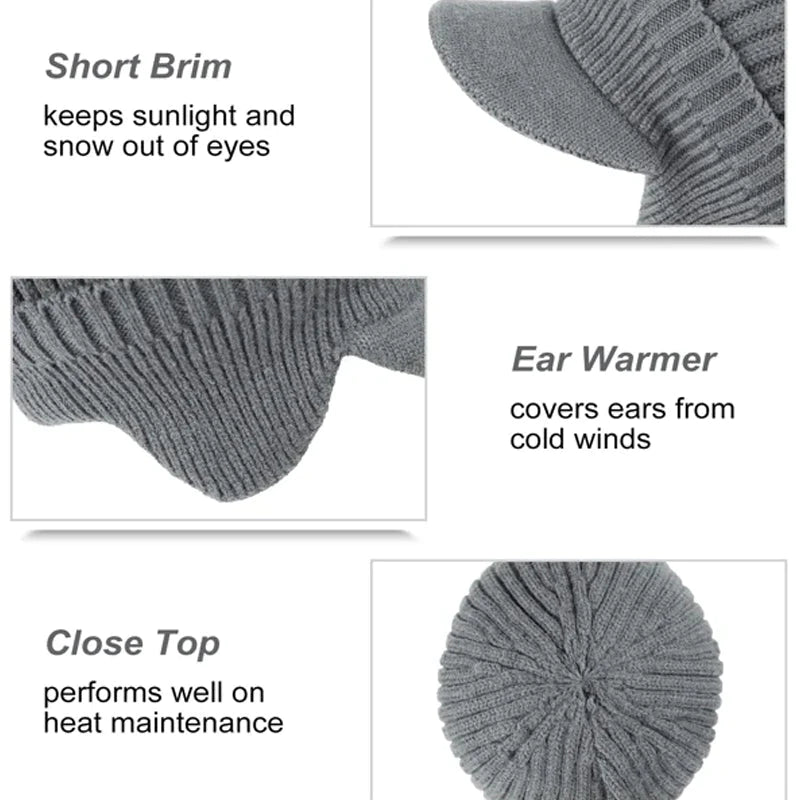 Ideales Geschenk - Elastische warme Strickmütze mit Ohrenschutz für das Reiten im Freien