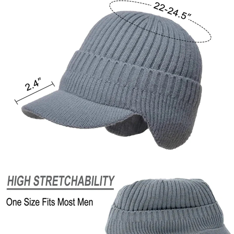 Ideales Geschenk - Elastische warme Strickmütze mit Ohrenschutz für das Reiten im Freien