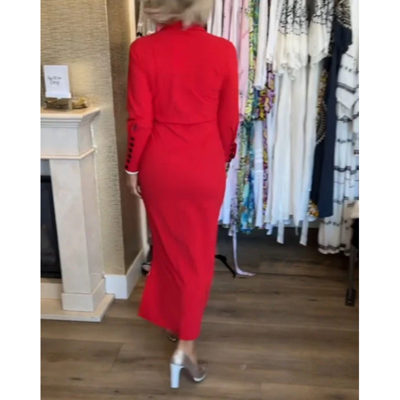💥44% RABATT!! 🌹Sexy rotes langärmliges Reverskleid für Damen