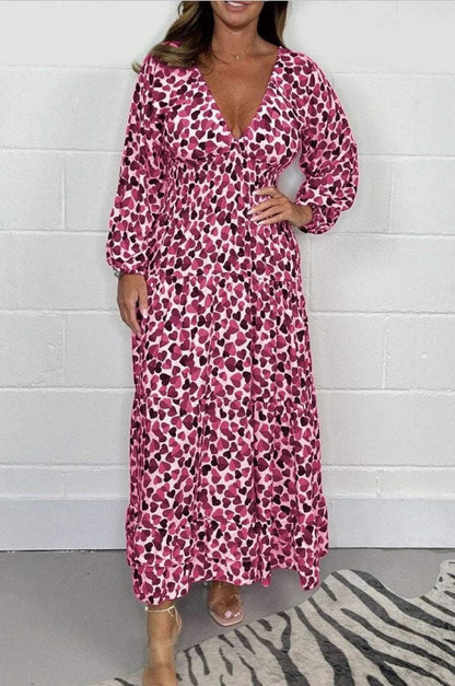 ✨️ Bedrucktes, sexy Kleid mit tiefem V-Ausschnitt für Damen