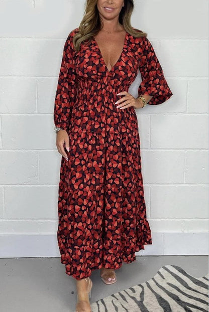 ✨️ Bedrucktes, sexy Kleid mit tiefem V-Ausschnitt für Damen