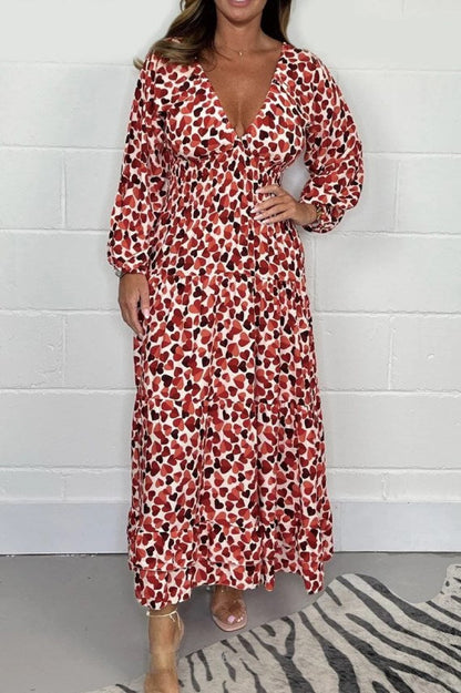 ✨️ Bedrucktes, sexy Kleid mit tiefem V-Ausschnitt für Damen