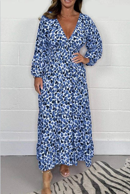 ✨️ Bedrucktes, sexy Kleid mit tiefem V-Ausschnitt für Damen
