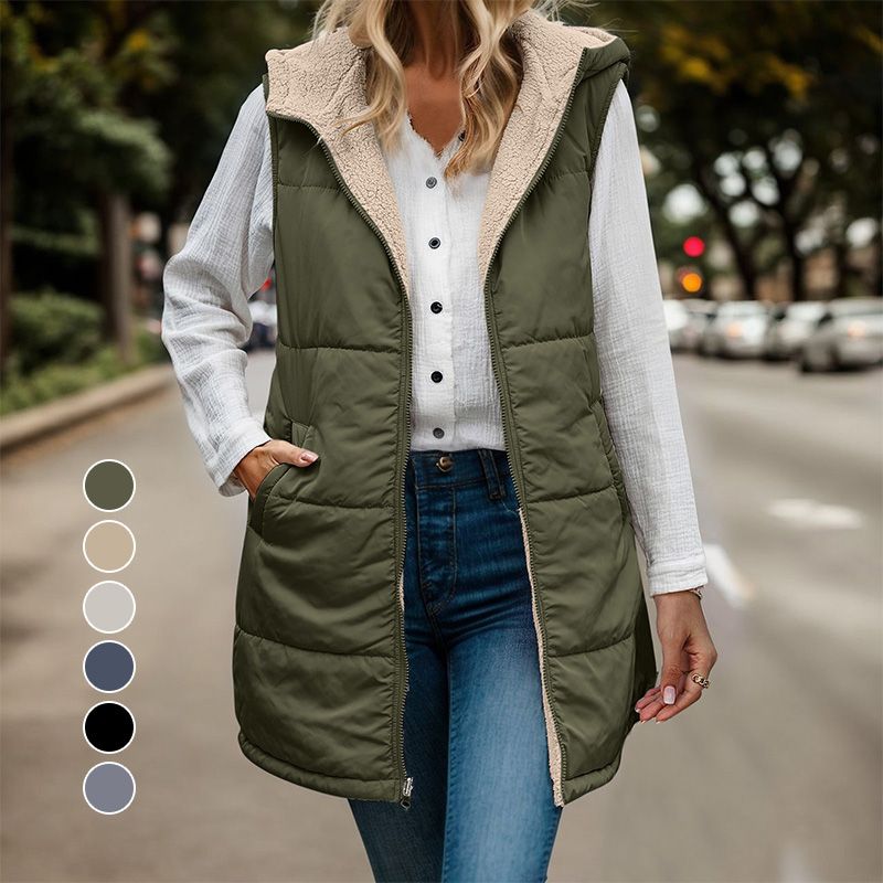 Kostenloser Versand💖Großes Geschenk🎅Damen Herbst Reversible Weste Ärmellose Faux Fleece Jacke