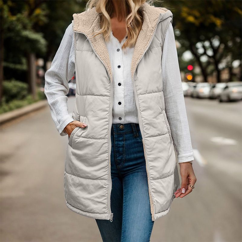 Kostenloser Versand💖Großes Geschenk🎅Damen Herbst Reversible Weste Ärmellose Faux Fleece Jacke