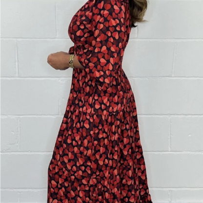 ✨️ Bedrucktes, sexy Kleid mit tiefem V-Ausschnitt für Damen