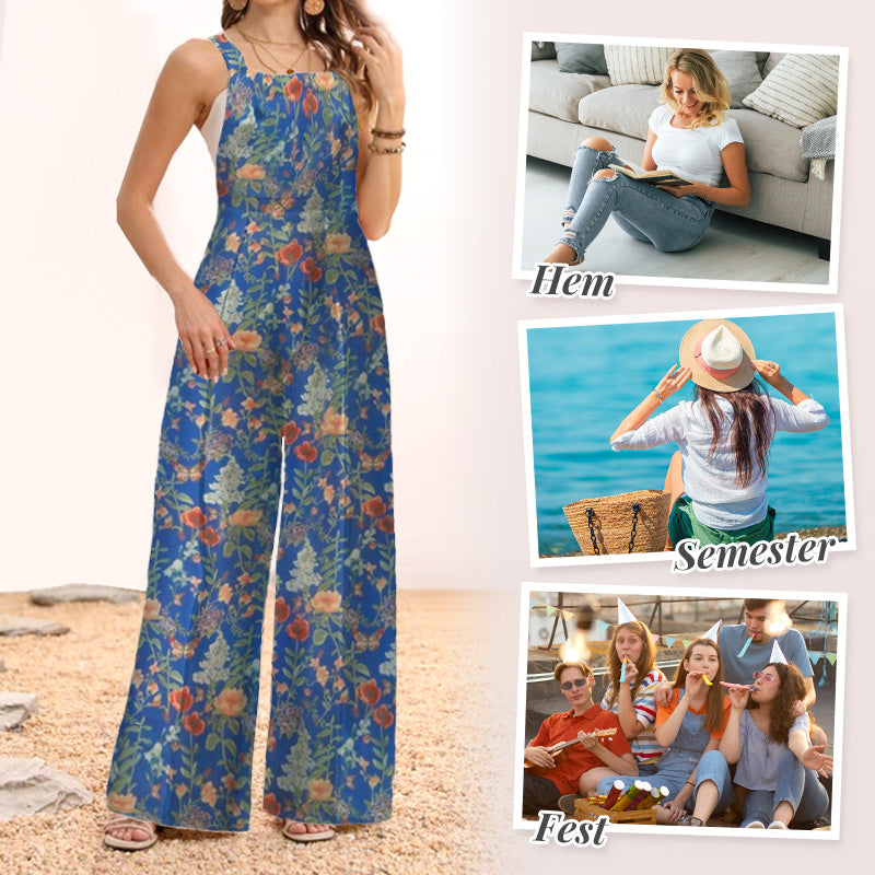 🌸💖Lässige, lockere, weit geschnittene Jumpsuits mit Blumenmuster