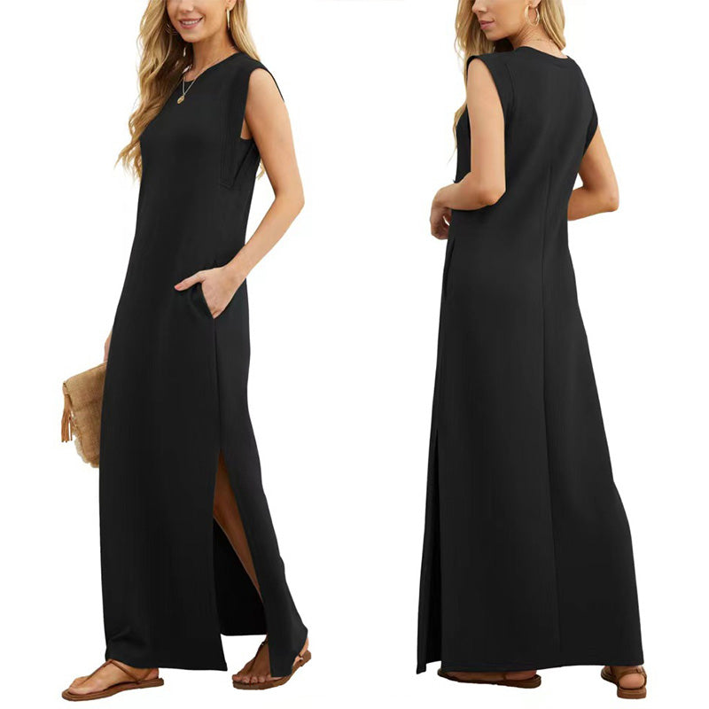 🔥Knitterfreies Freizeitkleid für Damen mit geteiltem Saum