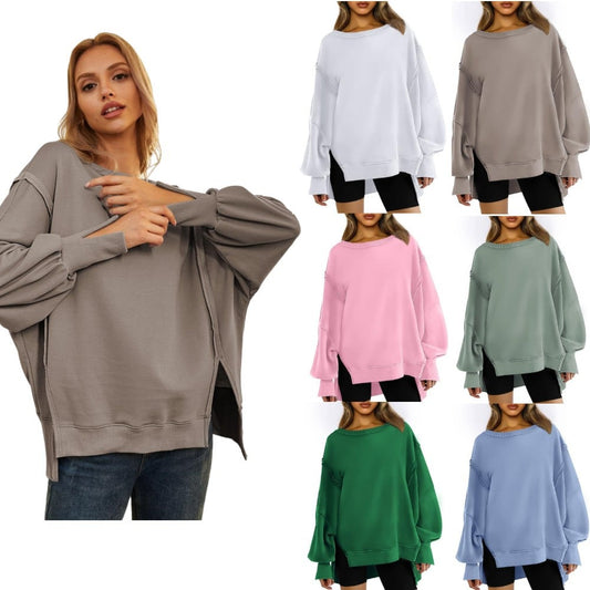 👚Übergroße Sweatshirts mit Rundhalsausschnitt