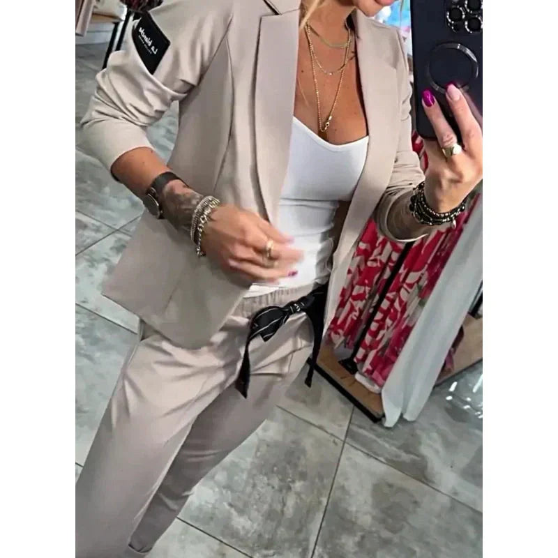 2-teiliges Set aus lässiger Anzugjacke und Hose für Damen🌺