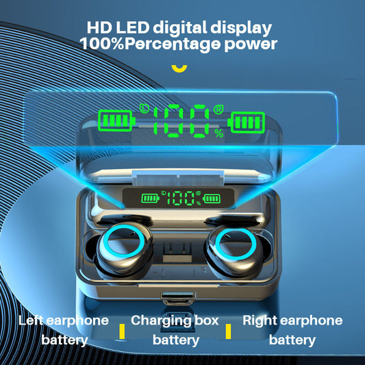 Schnurloses Headset mit digitalem Display und Ladebox