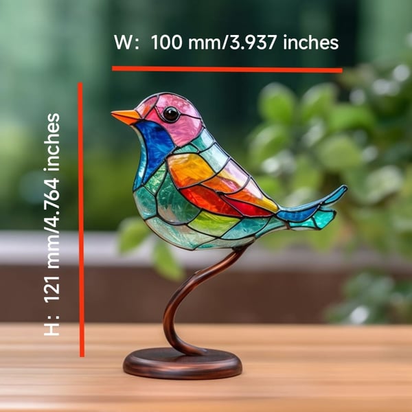 🎉49% AUS ! 🌈Buntglas Vögel auf Zweig Desktop Ornamente 🕊️✨