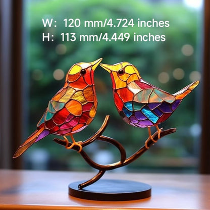 🎉49% AUS ! 🌈Buntglas Vögel auf Zweig Desktop Ornamente 🕊️✨