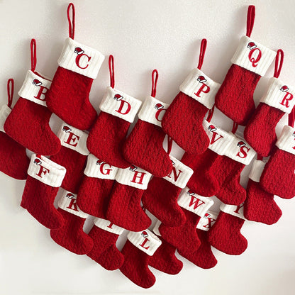 Cozy Knit Socks, Embroidered Candy Gift Bag, Letter Christmas Stocking - Perfect for the Little Ones!