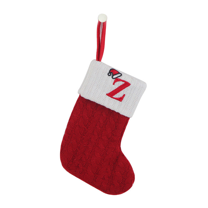 Cozy Knit Socks, Embroidered Candy Gift Bag, Letter Christmas Stocking - Perfect for the Little Ones!