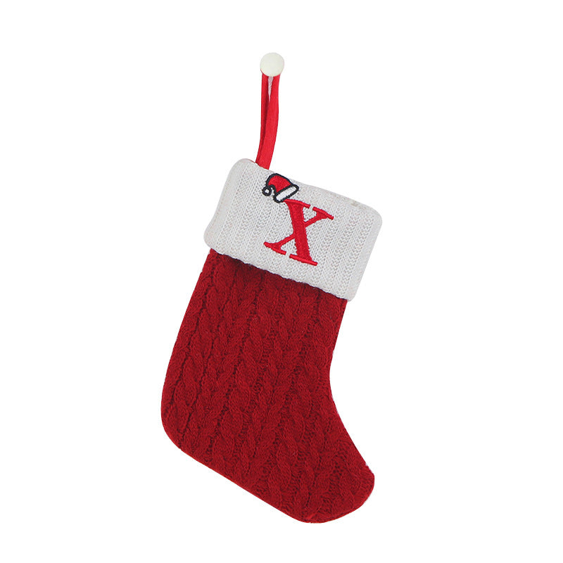 Cozy Knit Socks, Embroidered Candy Gift Bag, Letter Christmas Stocking - Perfect for the Little Ones!