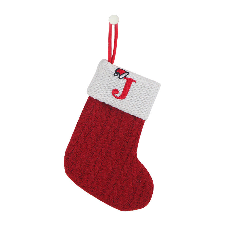 Cozy Knit Socks, Embroidered Candy Gift Bag, Letter Christmas Stocking - Perfect for the Little Ones!