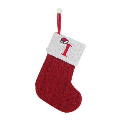 Cozy Knit Socks, Embroidered Candy Gift Bag, Letter Christmas Stocking - Perfect for the Little Ones!