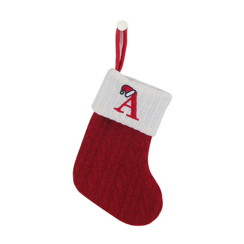 Cozy Knit Socks, Embroidered Candy Gift Bag, Letter Christmas Stocking - Perfect for the Little Ones!