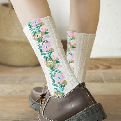 Retro High Socks™ | Einzigartige bestickte Blumen-Socken