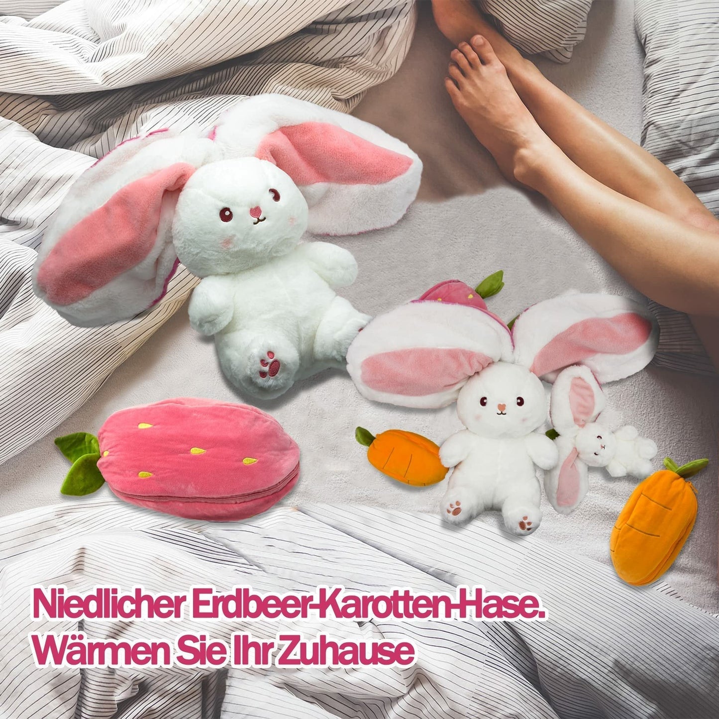 🍓🍓Erdbeerhase verwandelt sich in ein kleines Kaninchen🎀 Fruchtpuppen-Plüschtier🐰🐰