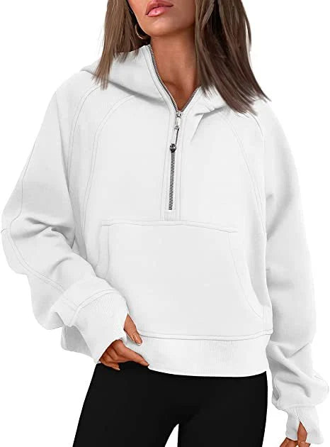 Damen halb Reißverschluss Hoodie Sweatshir