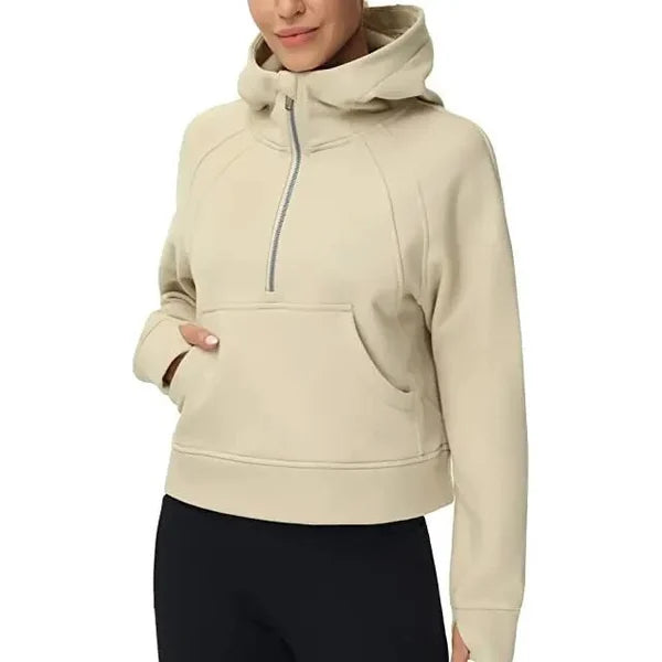 Damen halb Reißverschluss Hoodie Sweatshir