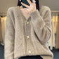 [Geschenk für Frauen] Frauen lose schlampig Faux Kaschmir Knopf vorne Strickjacke Pullover