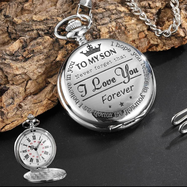 To My Son Quarz-Taschenuhr mit Kette