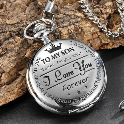 To My Son Quarz-Taschenuhr mit Kette