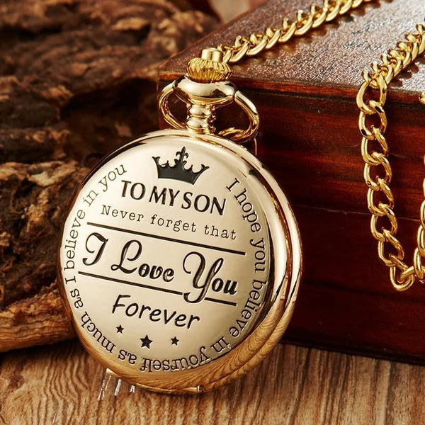 To My Son Quarz-Taschenuhr mit Kette