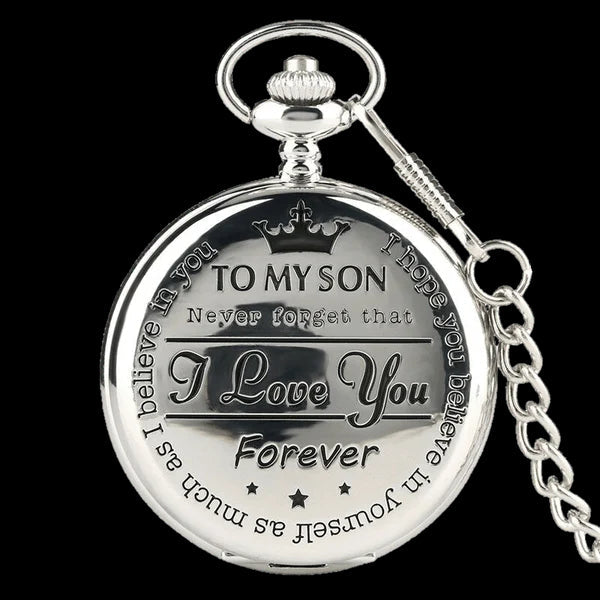 To My Son Quarz-Taschenuhr mit Kette