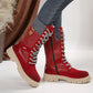 🔥2024 new hot sale 49% off🔥Fashion Knit Patchwork Round Toe Mid-calf Boots