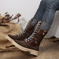 🔥2024 new hot sale 49% off🔥Fashion Knit Patchwork Round Toe Mid-calf Boots