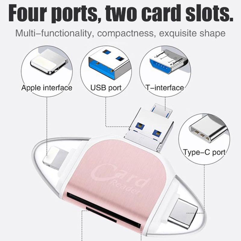 📲4-in-1 multifunction card reader with multiple connections