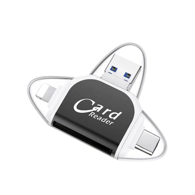 📲4-in-1 multifunction card reader with multiple connections