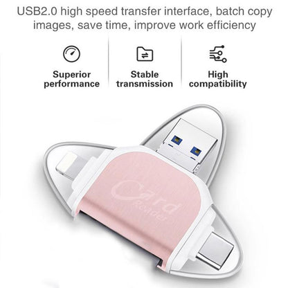 📲4-in-1 multifunction card reader with multiple connections