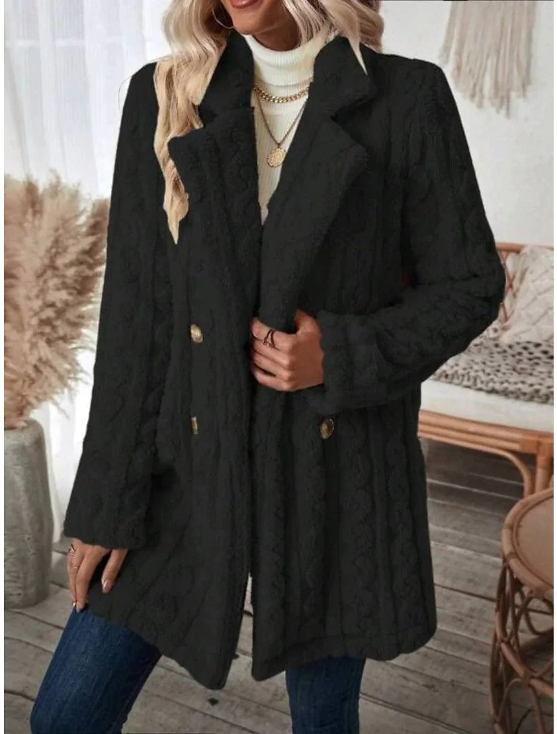 🔥Rabatt49% 🔥Versandkosten inklusive 🔥Sherpa-Jacke, zweireihige Flanell-Winterjacke für Damen.